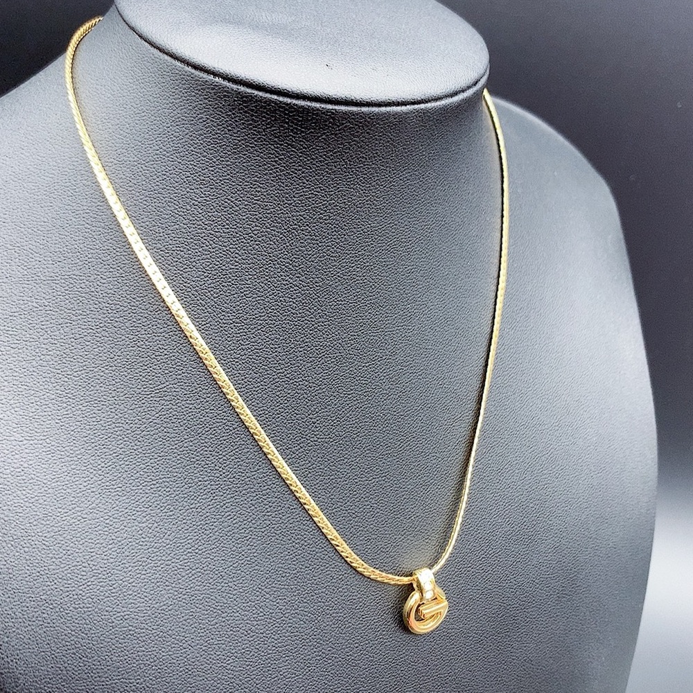 Givenchy Gold Plated G Pendant Necklace Rhinestone Logo - Picture 3 of 9